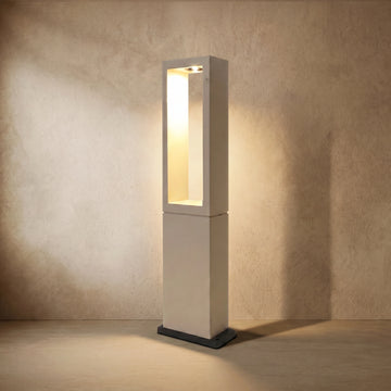 Sandora Modern Metal Outdoor Path Light - Gray Rectangular Hollow Walkway