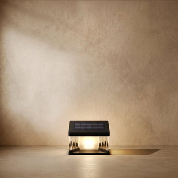 Varlont Arcato Modern Outdoor Solar Pillar Pathway Lights - Black Metal and Acrylic Rectangular