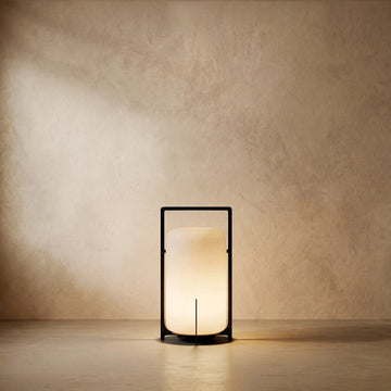 Varlont Lunara Modern Outdoor Solar Floor Lamp - Black Metal and Acrylic Cylindrical for Garden