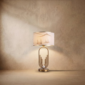 Varlont Vivara Modern Gold Floor and Table Lamp - Metal Frame with Fabric Living Room/Bedroom