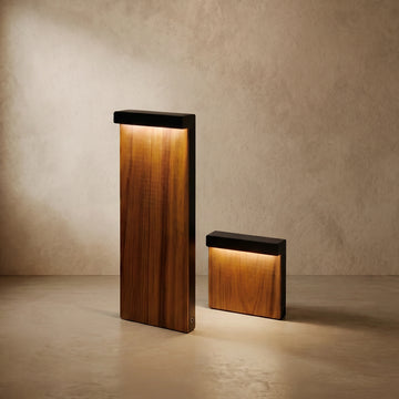 Varlont Irondale Modern Rectangular Outdoor Pathway Light - Natural Wood and Metal for Lawn