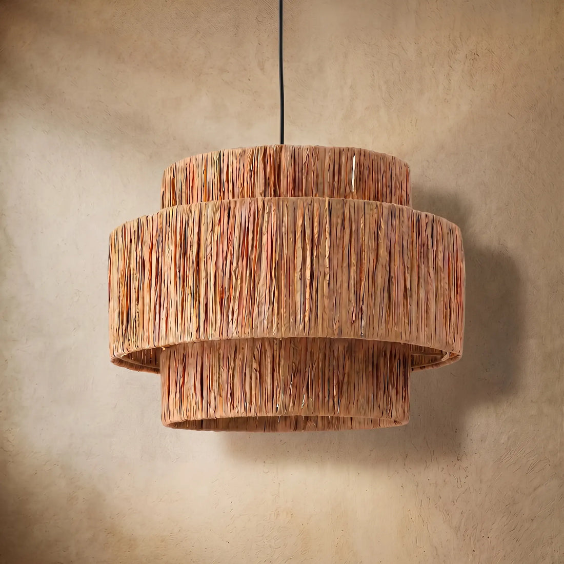 Varlont Zenno Rustic Pendant Light & Ceiling Light- Metal & Paper Streamer Shade for Dining Room