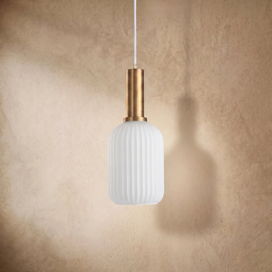 Crema Nordic White Pendant Light - Metal & Glass Geometric Design for Living Room