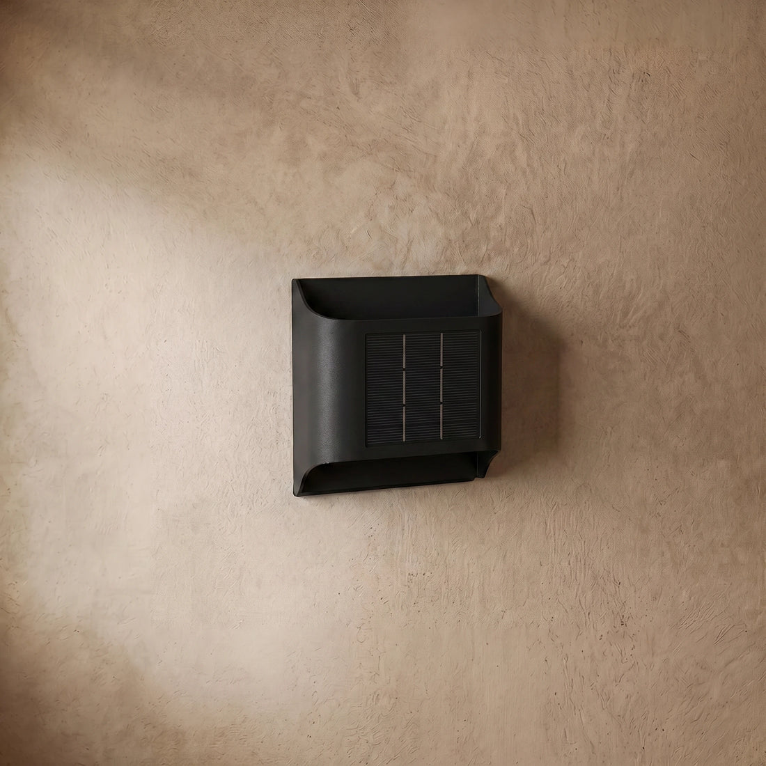 Irondale Modern Solar Sensor Wall Lamp – Black Metal Courtyard/Garden