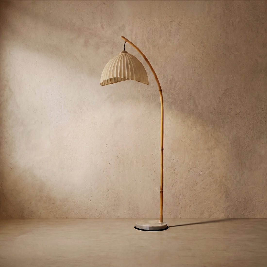 Velora Natural Beige Floor Lamp - Metal Frame with Fabric Bowled Shade