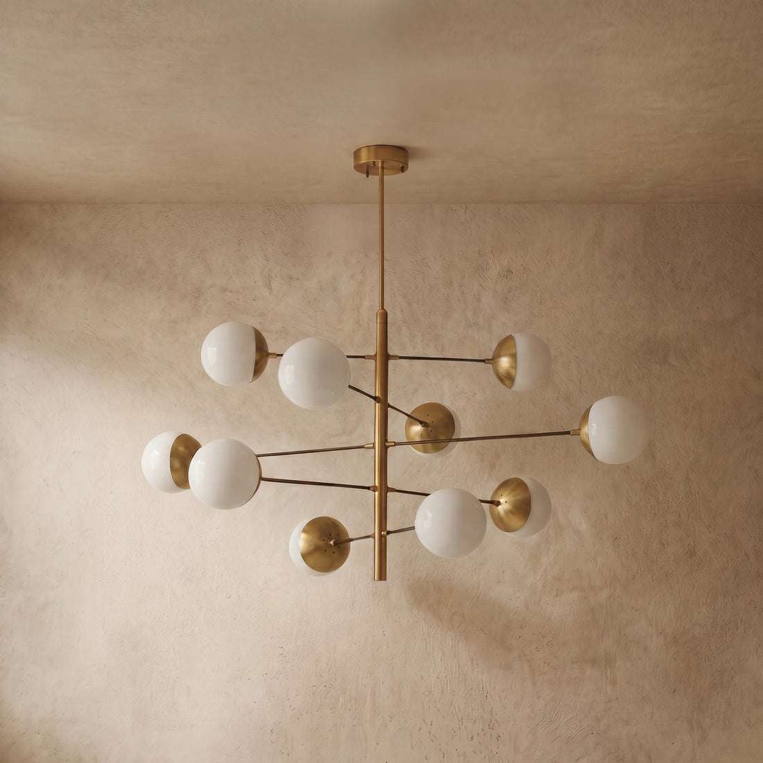 Nebula Nordic Gold Chandelier – Multi Globe Metal/Glass Light for Dining Room/Bedroom