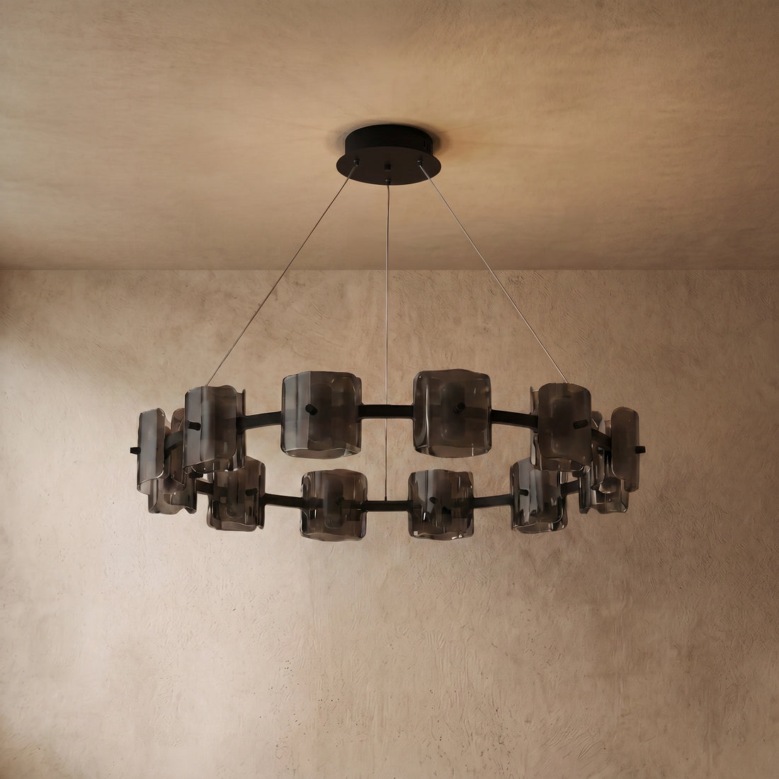 Excelis Royal Pendant Light - Gold/Black Metal & Glass Ring for Dining Room