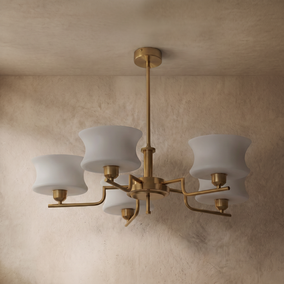 Vintage Chandelier – Gold or Chrome Glass Ceiling Light for Dining Room