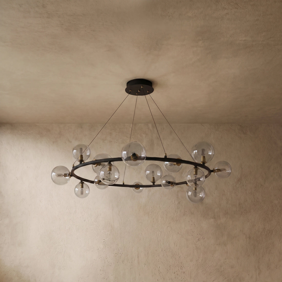 Nebula Art Deco Gold Chandelier - Metal Frame with Bubble Design for Living Room