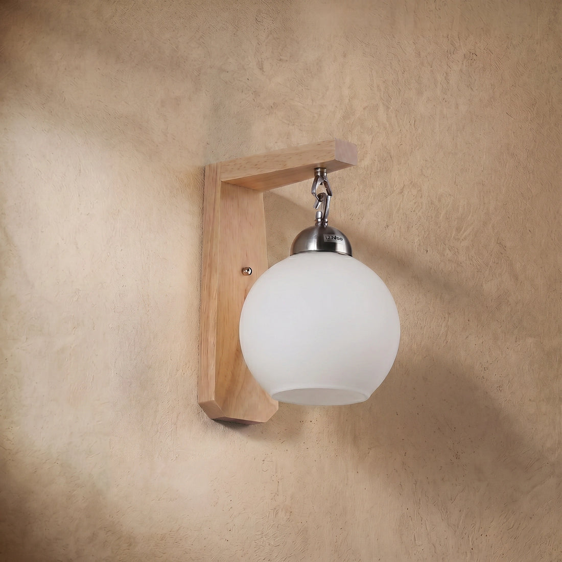 Lunara Nordic Beige Vanity Light – Wood & Metal Frame with Glass Globe for Bedroom