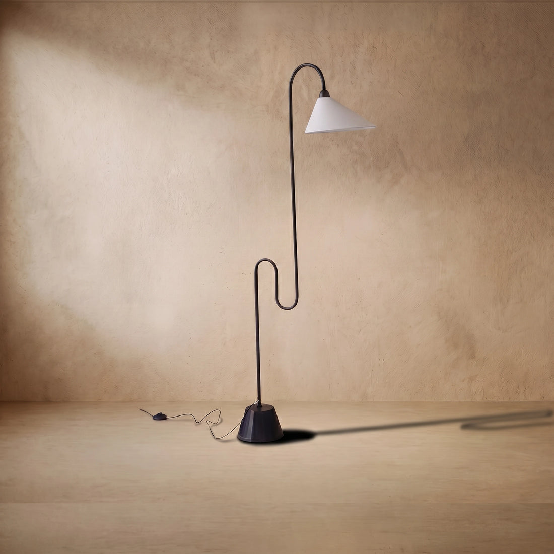 Velora Postmodern Black Floor Lamp – Metal Base with Fabric Hooded for Bedroom