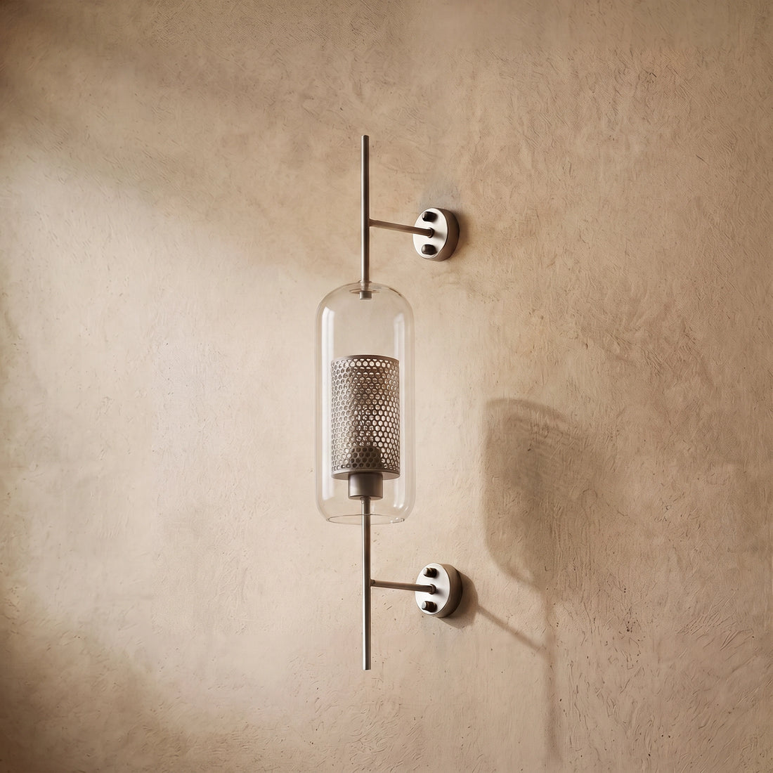 Vetro Royal Glass/Copper Wall Lamp - Silver Accents for Living Room/Bedroom