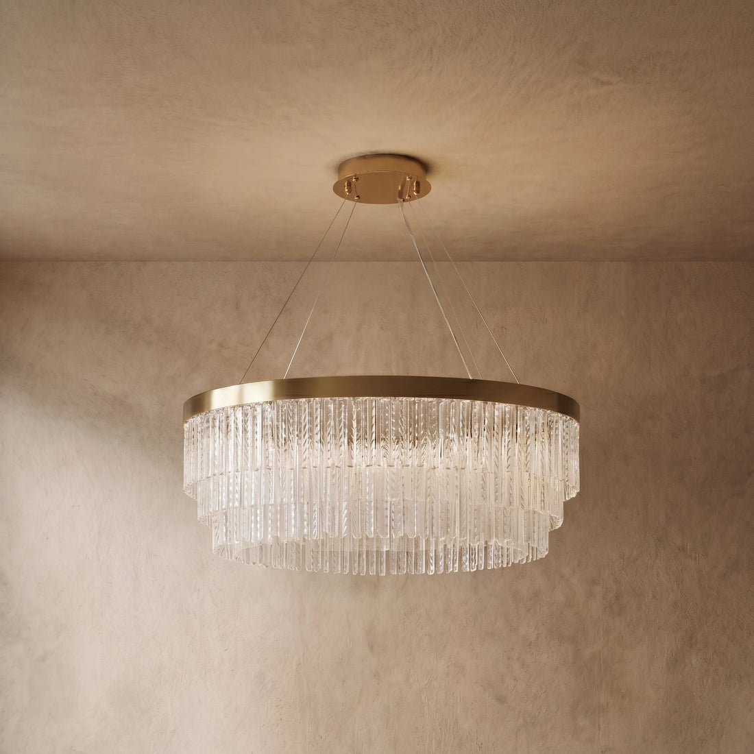 Excelis Royal Crystal Pendant Light - Gold Metal with Tassel for Bedroom/Dining room