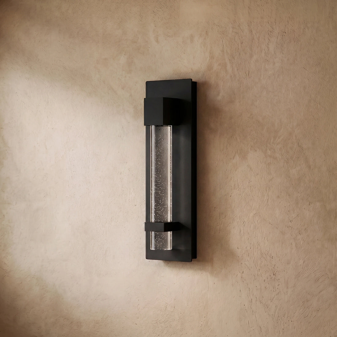 Arcato Modern Outdoor Wall Sconce – Black Stainless Steel Crystal Accents Starry Glow for Entryway
