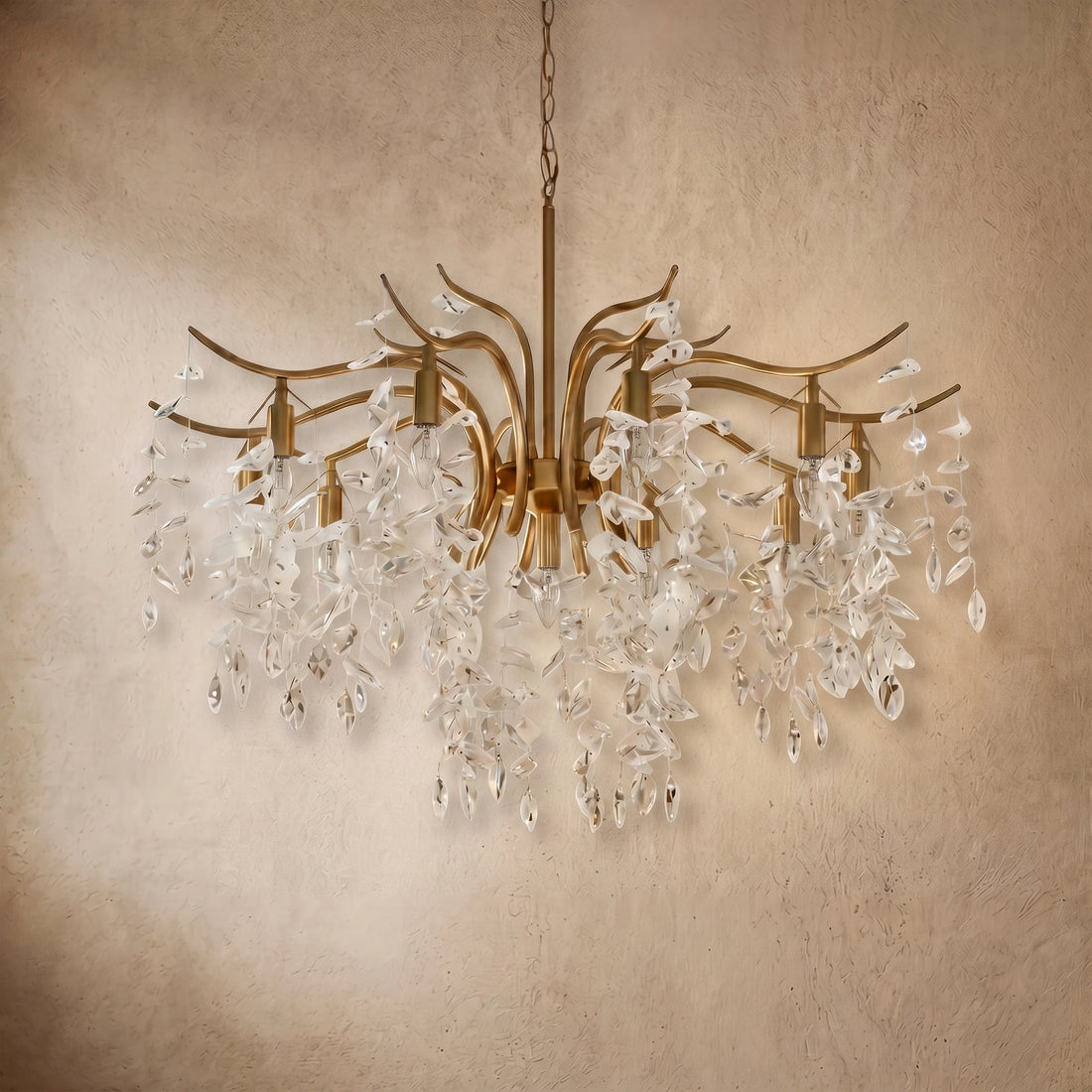 Excelis Royal Crystal Chandelier – Luxurious Black/Gold Finish for Living/Dining Room
