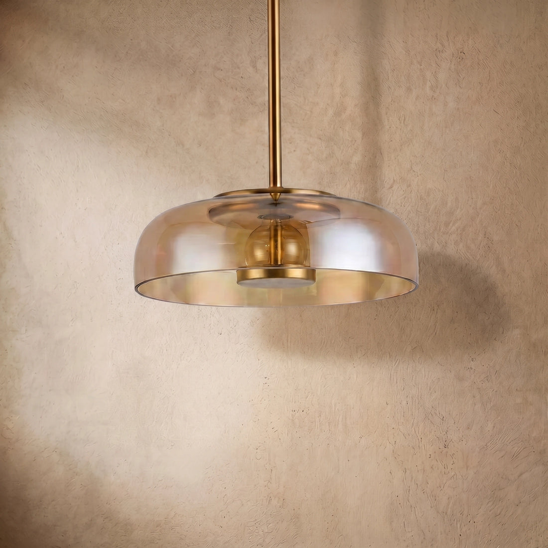 Scandinavian Pendant Lamp — Clear Glass Sphere & Brass Accent for Kitchen Island