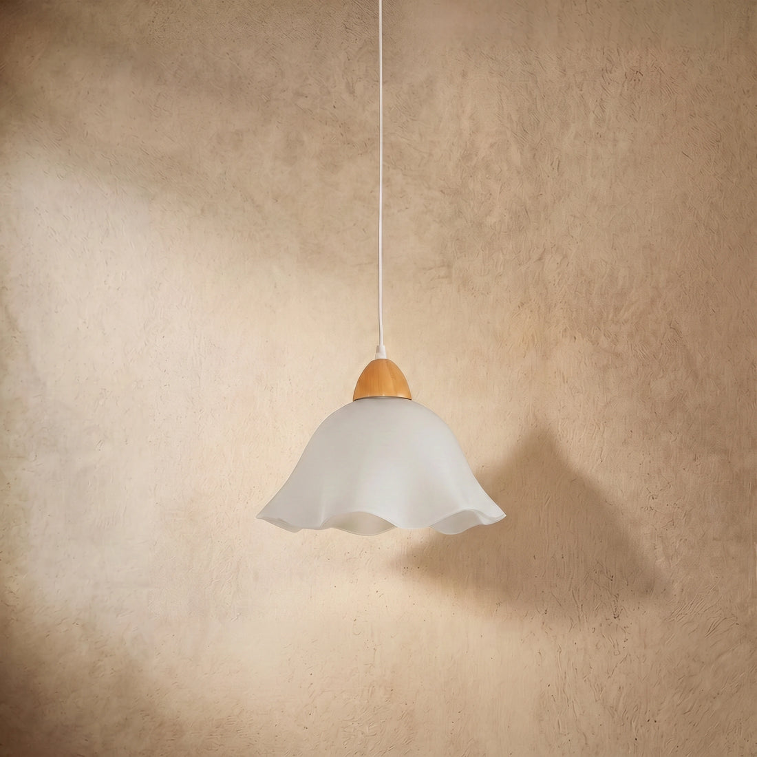 Crema Nordic Flower LED Pendant Light – White Wood/Acrylic for Dining Room