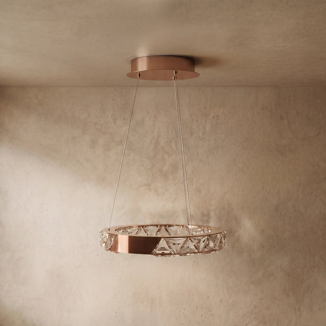 Excelis Rose Gold Crystal Chandelier – Exquisite Crystals with Warm Ambient Glow