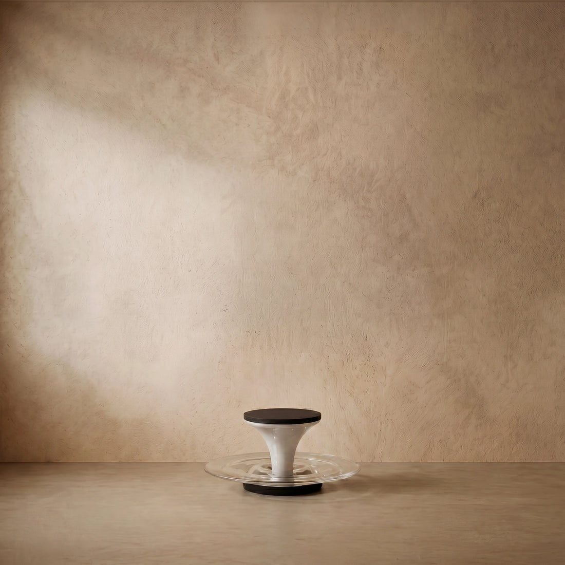 Stellar Modern Solar Outdoor Ground Lamp - Round Acrylic & Metal, Black for Pool