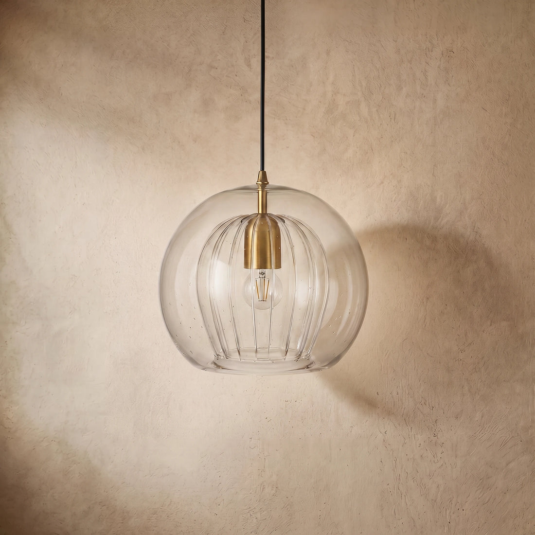 Vetro Nordic Globe Pendant Light – Clear or Amber Glass for Bedroom