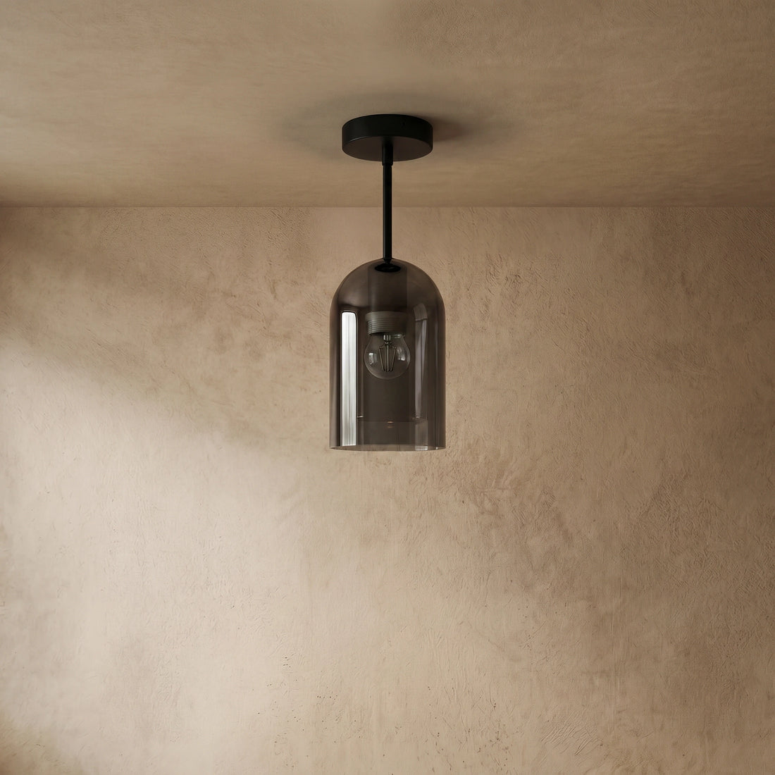 Vetro Modern Semi-Flush Ceiling Light/Pendant Light - Clear Glass Cylinder