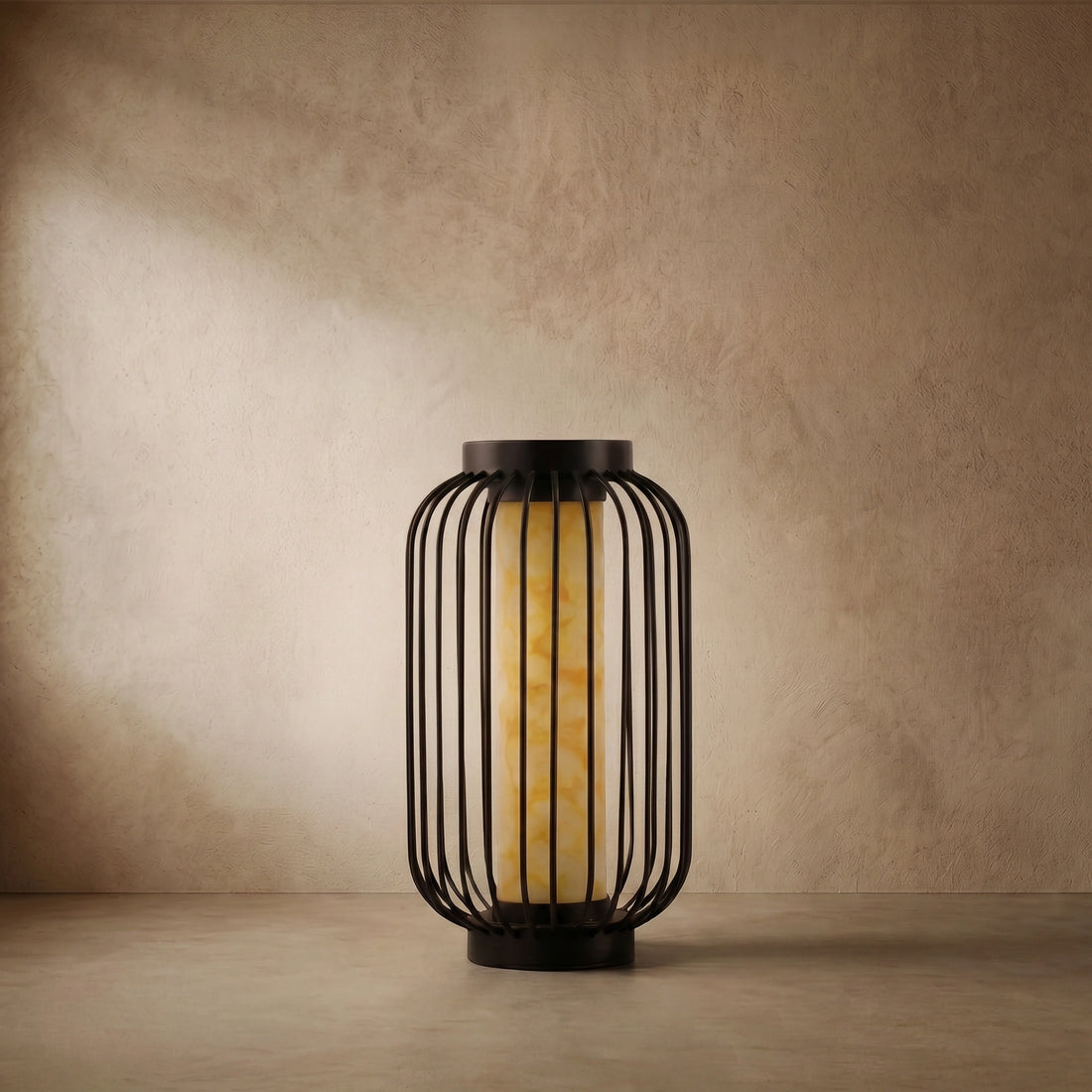 Varlont Lunara Modern Solar Floor Lamp - Black Metal Lantern for Courtyard (Waterproof)