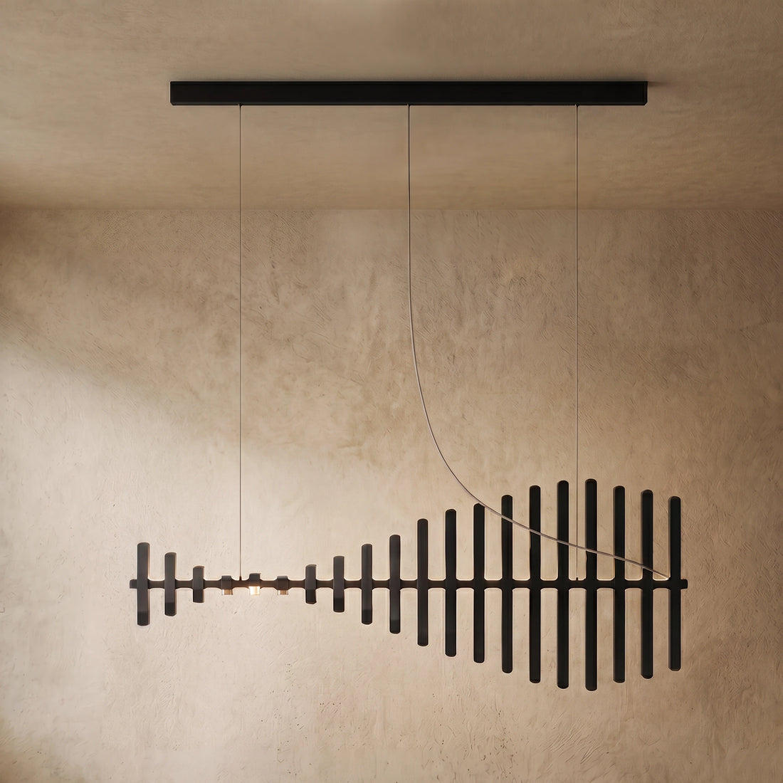 Arcato Modern Adjustable Stacked Pendant Light – Black Ash Iron Acrylic Aluminum for Kitchen Island