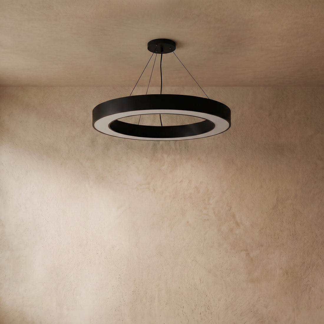Embrace Modern Ring Pendant Light - Black Acrylic for Dining Room