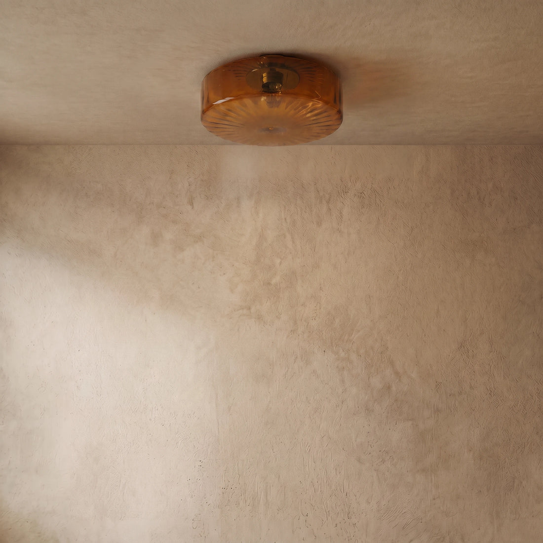 Vetro Modern Round Flush Mount Ceiling Light - Brown Metal for Living Room