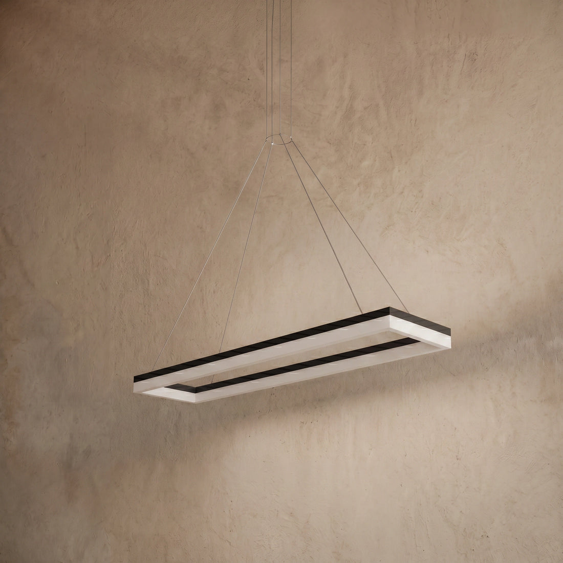 Arcato Modern Rectangular Pendant Light - Black Metal/Acrylic for Dining Room