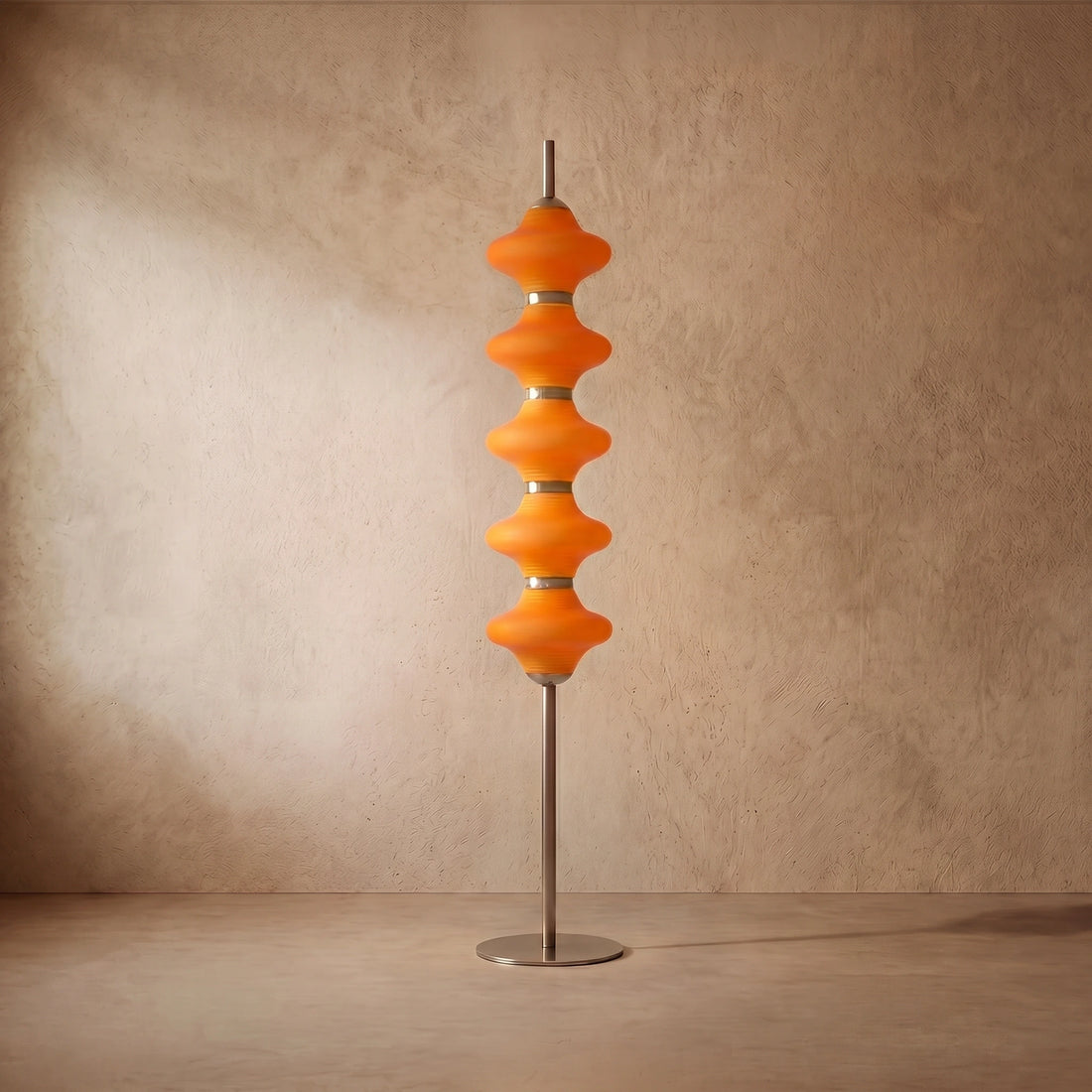 Vivara Modern Metal/Glass Floor Lamp - Orange Lantern Design for Bedroom