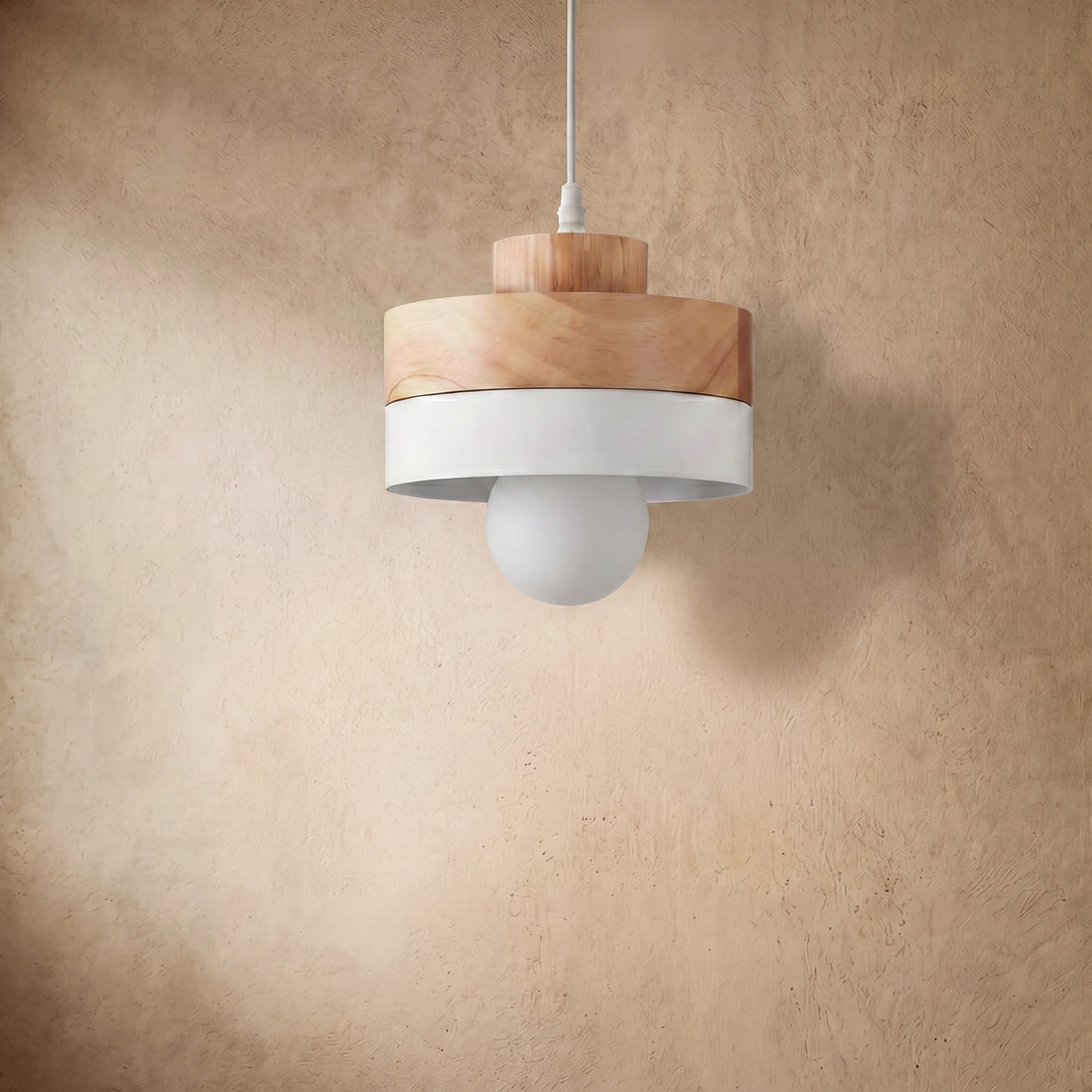 Zenno Modern Square/Round Pendant Light – Black/White Metal/Wood for Dining Room