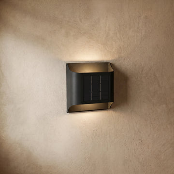 Irondale Modern Solar Sensor Wall Lamp – Black Metal Courtyard/Garden