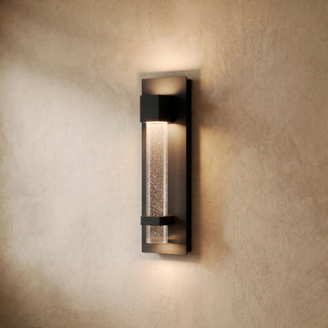 Arcato Modern Outdoor Wall Sconce – Black Stainless Steel Crystal Accents Starry Glow for Entryway