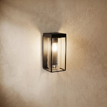 Irondale Modern Rectangular Solar Wall Lamp with Sensor – Black Metal/Glass Outdoor