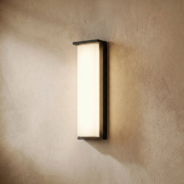 Irondale Modern Rectangular Outdoor Wall Lamp – Black Metal/Acrylic for Garden