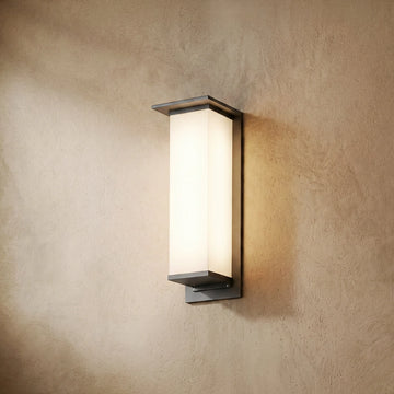 Arcato Modern Rectangular Outdoor Wall Lamp - Black Metal/Acrylic for Patio
