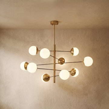 Nebula Nordic Gold Chandelier – Multi Globe Metal/Glass Light for Dining Room/Bedroom