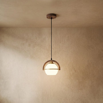 Varlont Zenno Modern Pendant Light — Wood & Acrylic Sphere with Metal Frame Dining Room