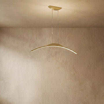 Arcato Modern Linear Pendant Light - Black/Gold Metal Remote Control Dining Room