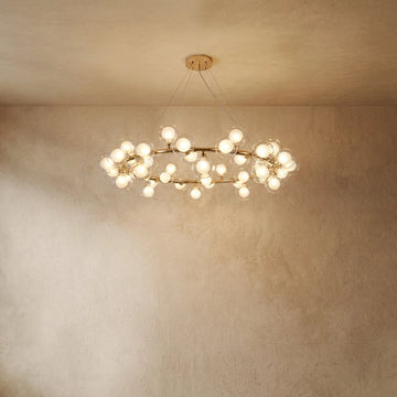 Varlont Nebula Modern Gold Chandelier - Metal Ring & Glass Bubble Design for Living Room