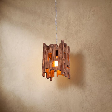 Varlont Zenno Rustic Wood Pendant Light - Rectangular Wood for Dining Room, Bedroom