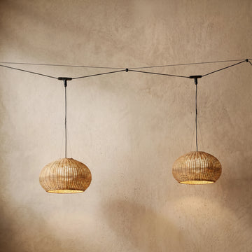 Varlont Bamburo Rustic Brown Outdoor Pendant Lights - Bamboo Acrylic Lantern Garden
