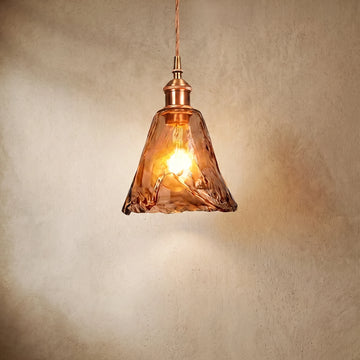 Vetro Retro Pendant Light – Amber Glass/Metal Fixture for Dining Room
