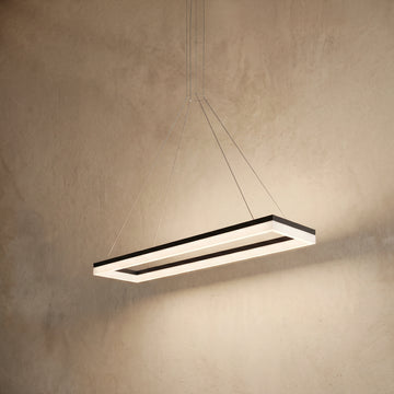 Arcato Modern Rectangular Pendant Light - Black Metal/Acrylic for Dining Room