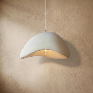 Sandora Modern Polyethylene Pendant Light - White/Grey Dome for Living Room