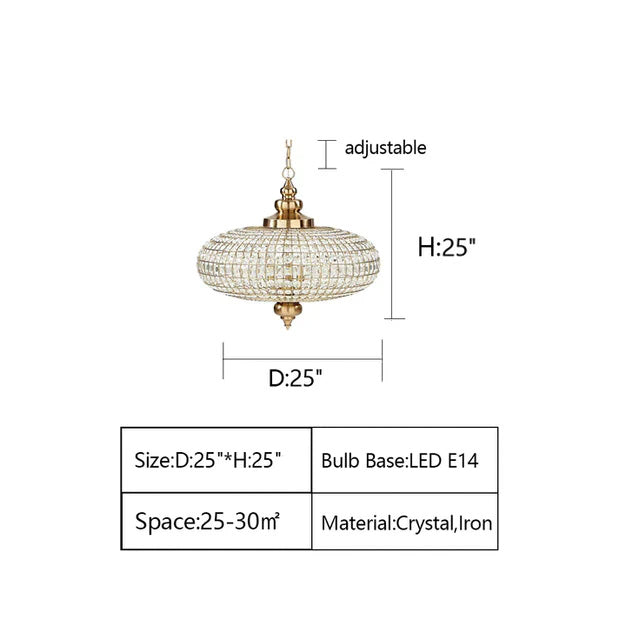 French Empire Vintage Bead Ellipsoid Crystal Chandelier for Living Room/Bedroom-Chandeliers-