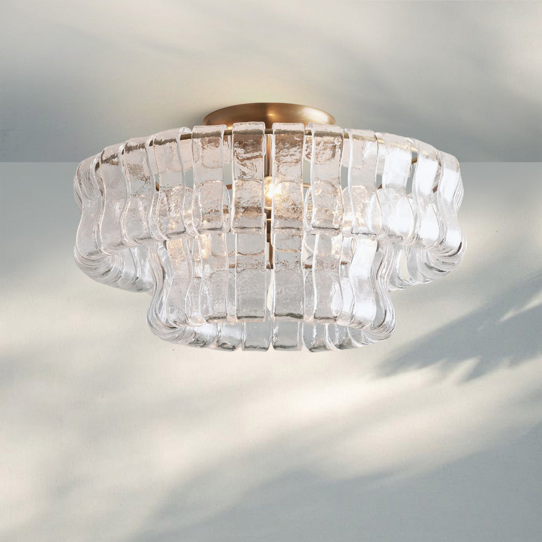 Ghiaccio Modern Glass Flushmount - Antique BrassClearJoyfuzzy