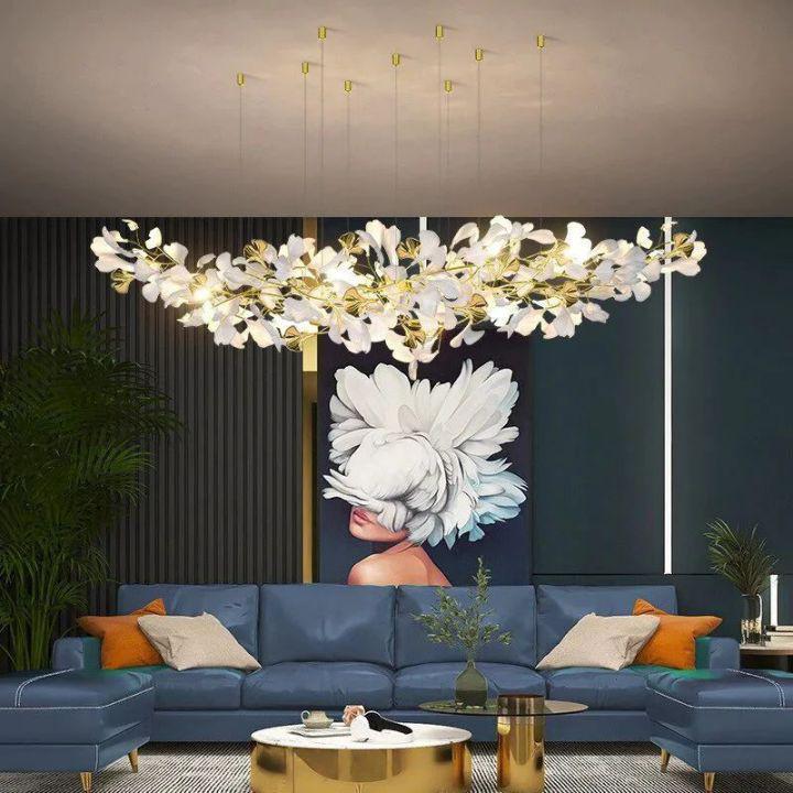 Ginkgo A Branch Chandelier - All white leaves150CM (L59"）Joyfuzzy