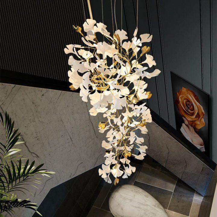 Ginkgo Cascading A Branch Chandelier - All white leavesH150CM (H59")Joyfuzzy